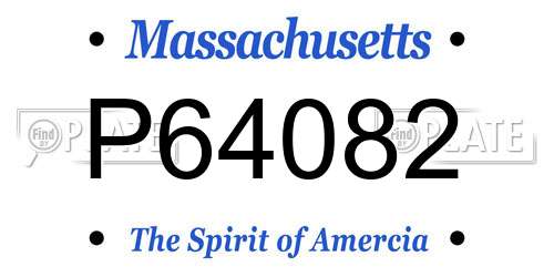 P64082 Massachusetts License Plate