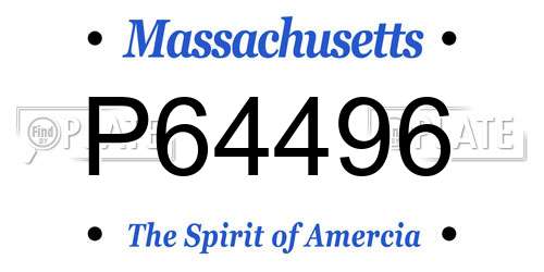 P64496 Massachusetts License Plate
