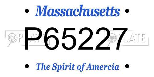 P65227 Massachusetts License Plate