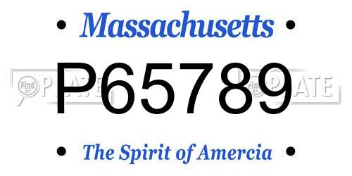 P65789 Massachusetts License Plate