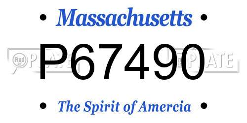 P67490 Massachusetts License Plate