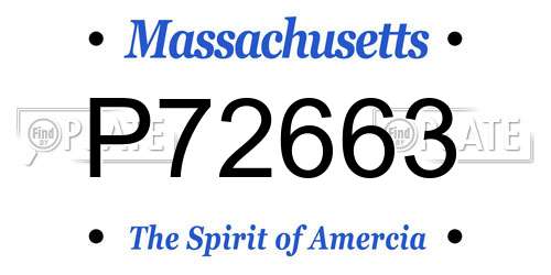 P72663 Massachusetts License Plate