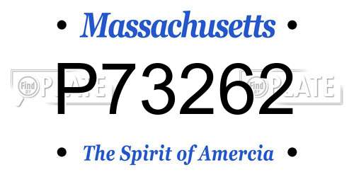 P73262 Massachusetts License Plate