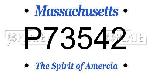 P73542 Massachusetts License Plate