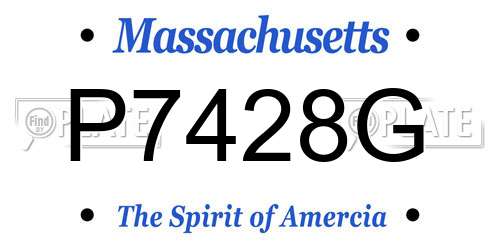P7428G Massachusetts License Plate