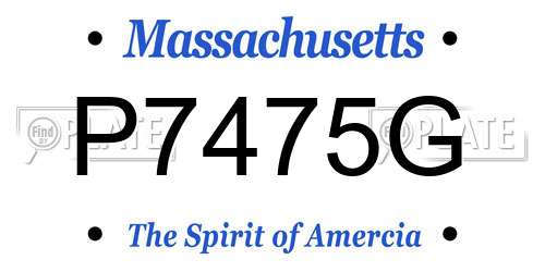 P7475G Massachusetts License Plate