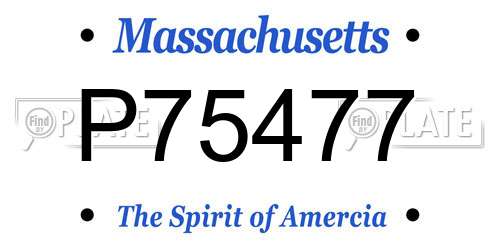 P75477 Massachusetts License Plate