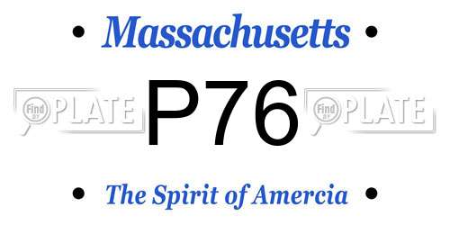 P76 Massachusetts License Plate