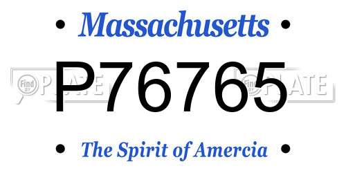P76765 Massachusetts License Plate