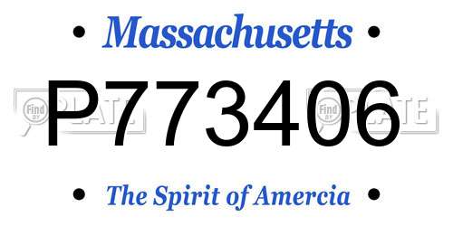 P773406 Massachusetts License Plate