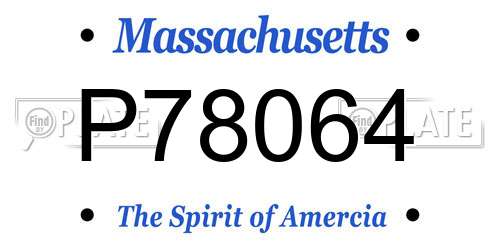 P78064 Massachusetts License Plate