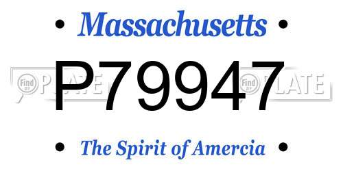 P79947 Massachusetts License Plate