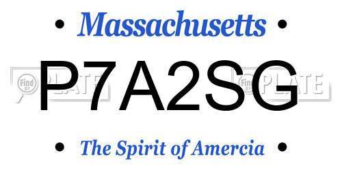 P7A2SG Massachusetts License Plate