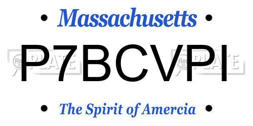 P7BCVPI Massachusetts License Plate