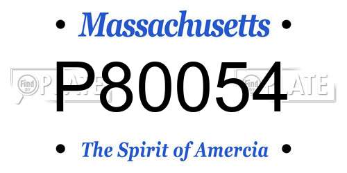P80054 Massachusetts License Plate