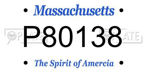 P80138 Massachusetts License Plate