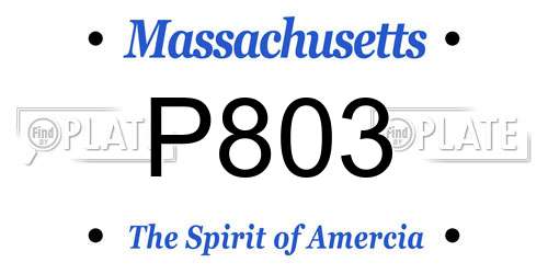 P803 Massachusetts License Plate