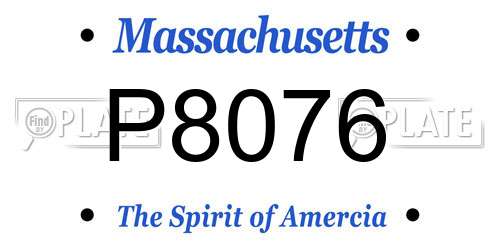 P8076 Massachusetts License Plate