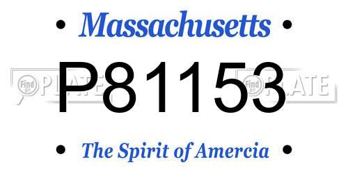 P81153 Massachusetts License Plate