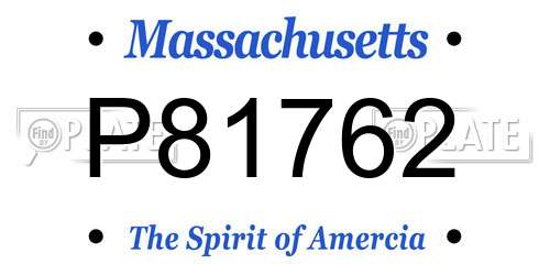 P81762 Massachusetts License Plate