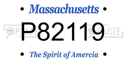 P82119 Massachusetts License Plate