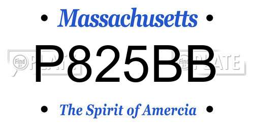 P825BB Massachusetts License Plate