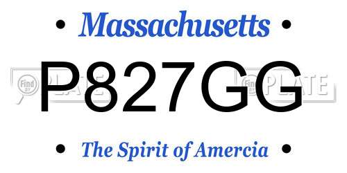 P827GG Massachusetts License Plate
