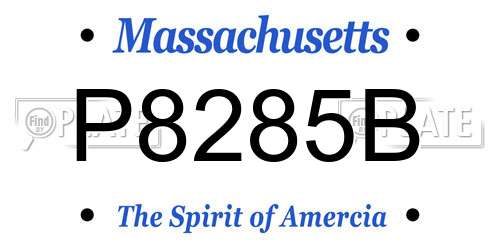 P8285B Massachusetts License Plate