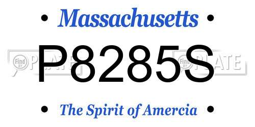 P8285S Massachusetts License Plate