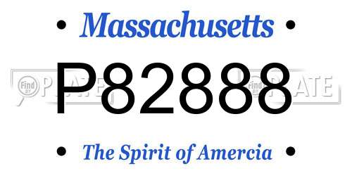 P82888 Massachusetts License Plate
