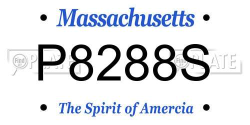 P8288S Massachusetts License Plate