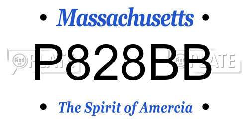 P828BB Massachusetts License Plate
