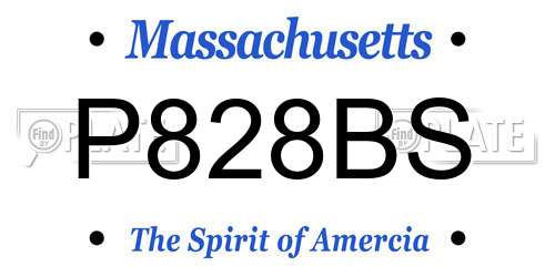 P828BS Massachusetts License Plate