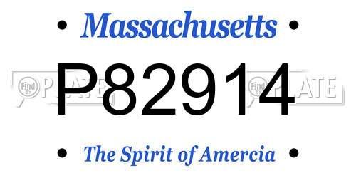 P82914 Massachusetts License Plate