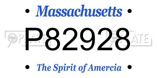P82928 Massachusetts License Plate