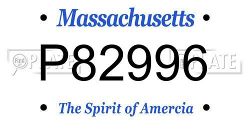 P82996 Massachusetts License Plate