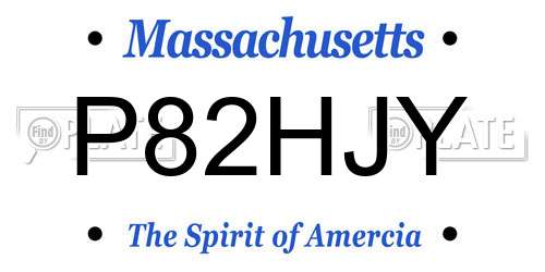 P82HJY Massachusetts License Plate