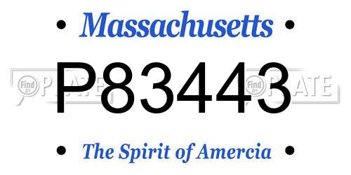 P83443 Massachusetts License Plate