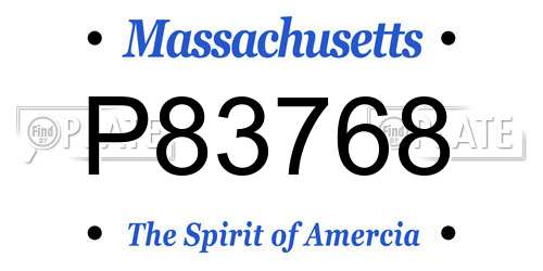 P83768 Massachusetts License Plate