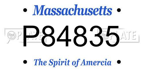 P84835 Massachusetts License Plate