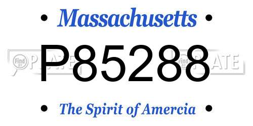 P85288 Massachusetts License Plate