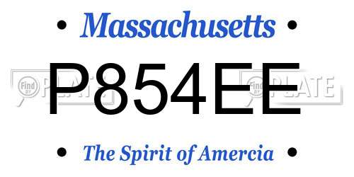 P854EE Massachusetts License Plate