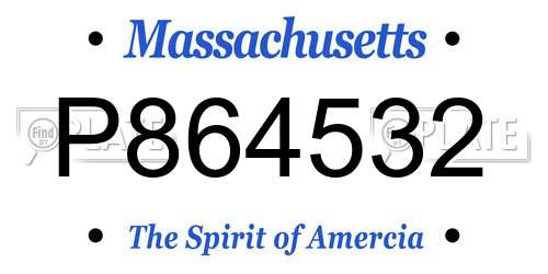 P864532 Massachusetts License Plate