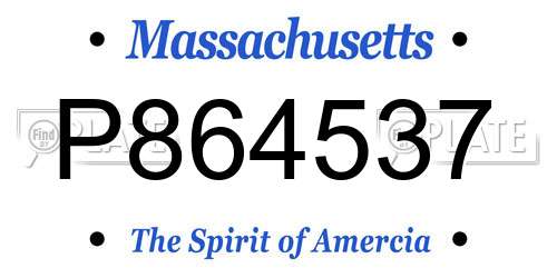 P864537 Massachusetts License Plate