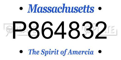 P864832 Massachusetts License Plate