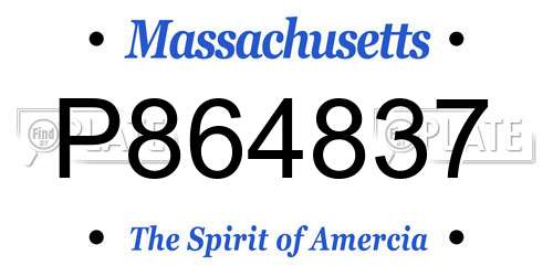 P864837 Massachusetts License Plate