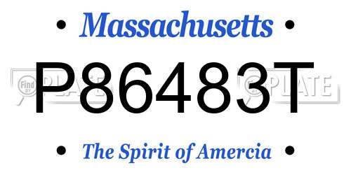 P86483T Massachusetts License Plate