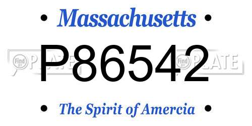 P86542 Massachusetts License Plate