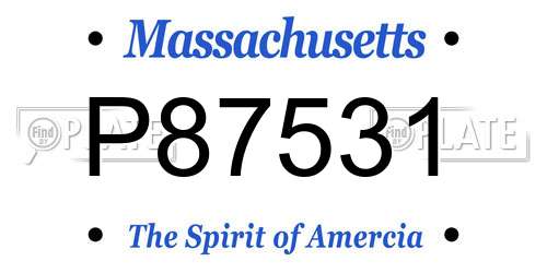 P87531 Massachusetts License Plate