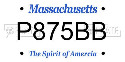 P875BB Massachusetts License Plate